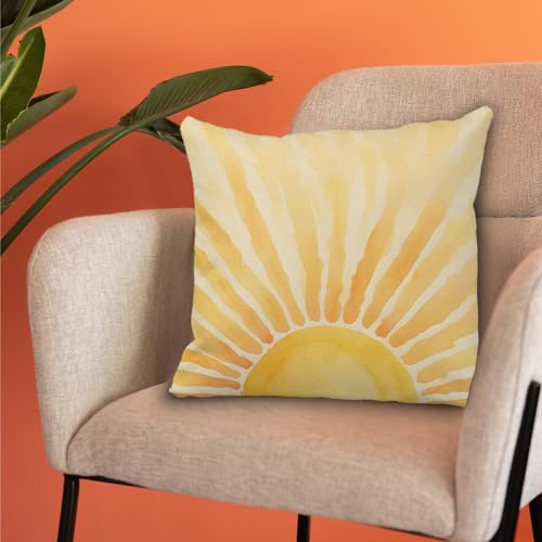 Boho Sun-1 Decorative Pillow Cover, 18x18 Flannel Throw Pillow Case for Cozy Home Decor