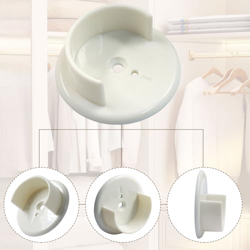 2 Sets U-Shaped Closet Pole Sockets for 1-3/8" Rods - Heavy Duty Plastic