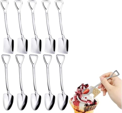 10-Piece Silver Dessert Spoon Set - 4.8" Stainless Steel Spoons