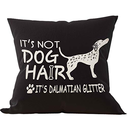 Dalmatian Dog Throw Pillow Cover, 18x18 Inch Linen Cushion Case - Black