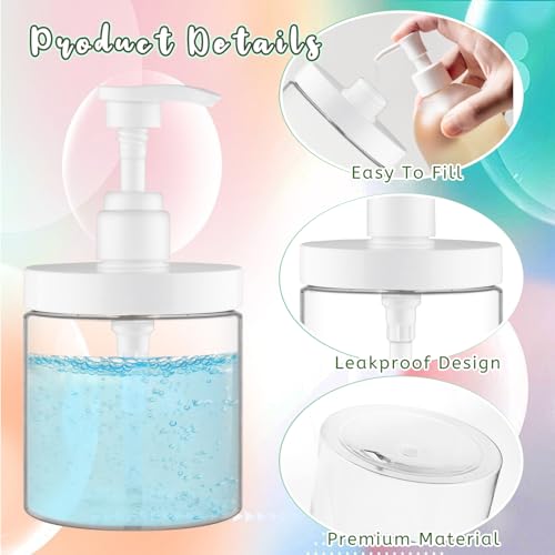 4 Pack 500ml Clear Plastic Pump Bottles for Shampoo & Lotion