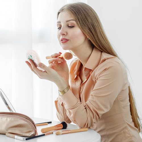 Mengduxd Mini Folding Hairbrush with Mirror Portable Pocket Comb