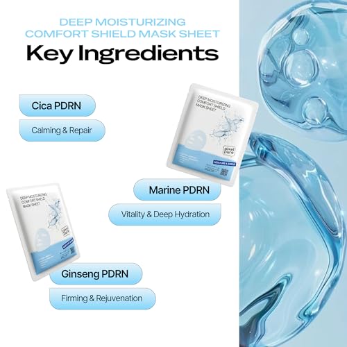 PIXELPURE Vegan PDRN Sheet Mask - 3 Pack Hydrating Facial Mask with Ceramide & Cica for Sensitive Skin