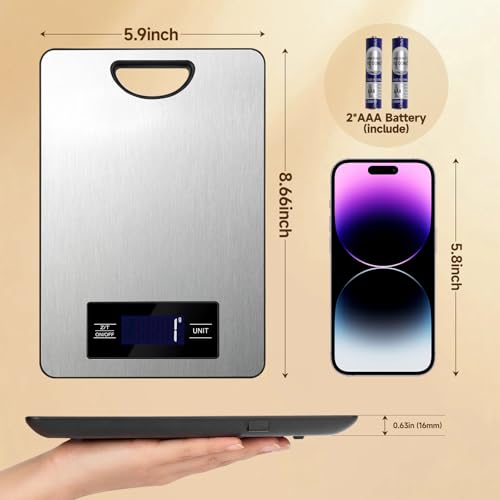 Grovix Digital Kitchen Scale, 11lb Silver Food Scale with Tare Function