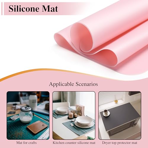 YACEYACE 2Pcs Silicone Placemats - 15.7"x 11.8" Heat-Resistant Pink Mat