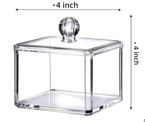 Stackable Square Acrylic Cotton Ball and Q-Tip Holder - Single Pack