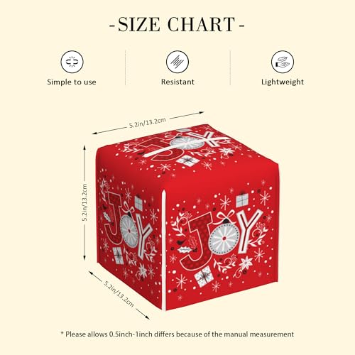 Square Leather Tissue Box Cover - Merry Christmas Snowflake Design
