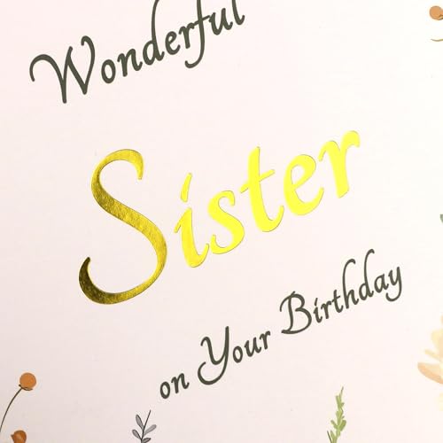 Sister Birthday Card with Gold Foil - Heartfelt Message
