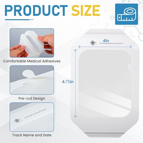 40 Packs Transparent Film Dressing 4" x 4.75", Waterproof Bandages for Wounds, Wound Dressing for Shower or IV Shield, Tattoo Aftercare Bandage, Clear Bandages for Wound Care