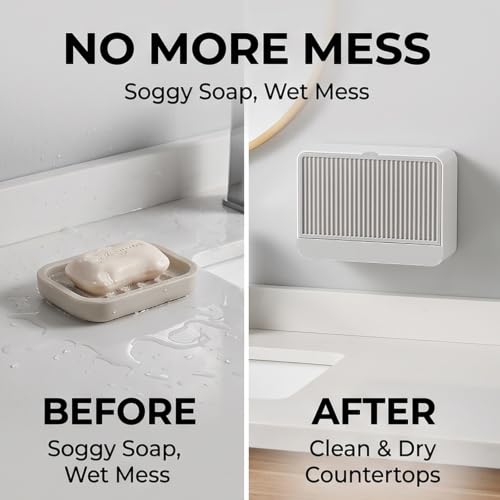 Easybliss Two Single Grid Wall-Mounted Soap Dispensers - Self-Adhesive Bathroom & Kitchen Organizer