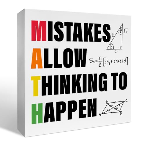 Math Decor Gift for Teachers - Wood Sign D | 5x5 Inches