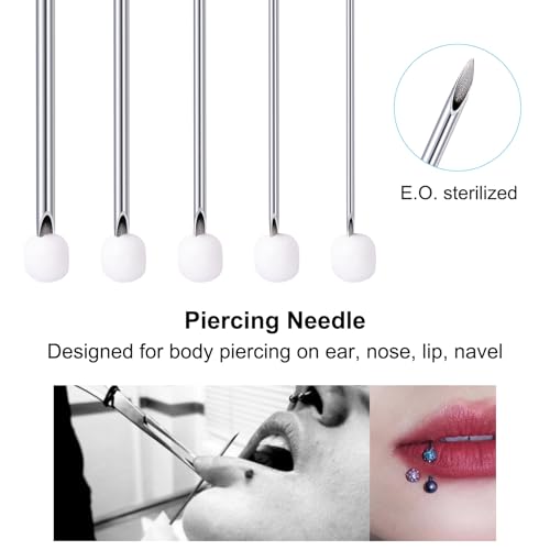 16G Sterile Body Piercing Needles 10-Pack Stainless Steel - DJCIW
