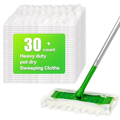 Heavy Duty Dry Sweeping Cloths for Sweeper Mop - 30 Count
