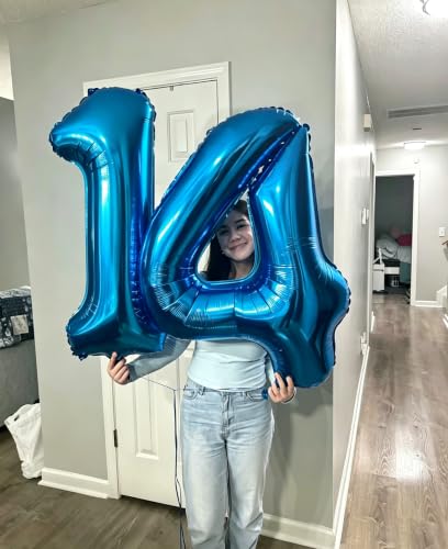 40-Inch Blue Number Balloon for 7th Birthday Decorations
