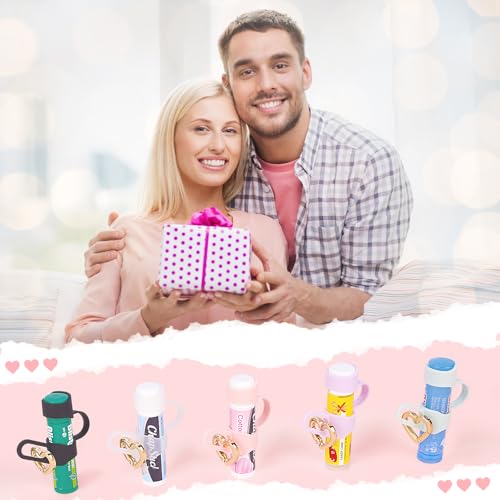 Likesing Silicone Chapstick Holder Keychain with Heart-Shaped Ring