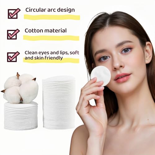 FANBODTA 100% Organic Cotton Rounds 150 Count - Soft Lint-Free Makeup Remover Pads