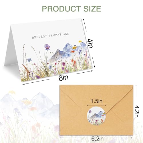 Sympathy Cards Set of 24 with Envelopes & Stickers - Watercolor Landscape