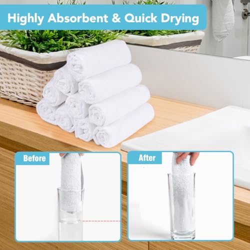 Orighty Microfiber Washcloths 5 Pack 12x12 Inch White Face Towels