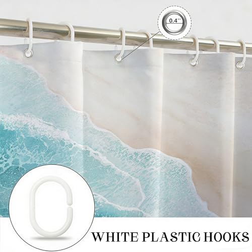 Mocsicka Ocean Shower Curtain - Blue Wave Coastal Decor, 72x72