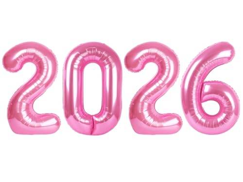 2026 Number Balloon 40 Inch Pink Foil Party Decoration