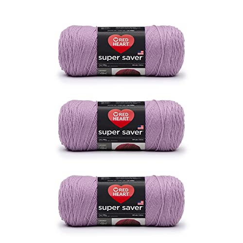 Red Heart Super Saver Yarn Orchid 3-Pack - Durable Worsted Weight Acrylic for Crochet & Knitting