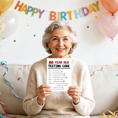 Funny 60th Birthday Card - Hilarious Texting Code Design for Men & Women