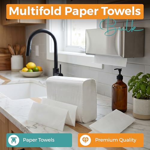 Multifold Paper Towels, 1-Ply, 250 Sheets, Bulk Pack for Home & Commercial Use