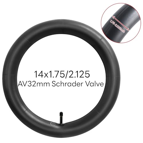 14x1.75/1.95/2.0/2.10/2.125 Inch Bike Tubes, 14" Replacement Bicycle Tubes (2 PCS), Reliable 14 x 1.75-2.125 Bike Inner Tubes AV32mm Schrader Valve for City/Road/Kids/Mountain Cycling Scenarios