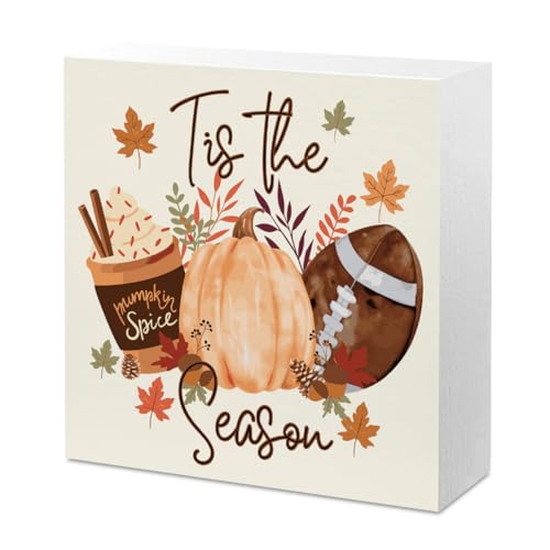 Fall Football Pumpkin Decor with Season Variant - Rustic Halloween Thanksgiving Home Gift