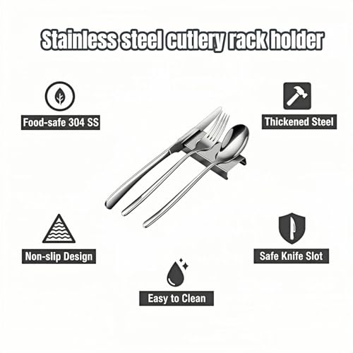 304 Stainless Steel Utensil Caddy with Knife Slot - Dishwasher Safe