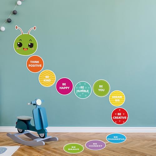 Caterpillar Hopscotch Floor Decals - 11 Sheets of Inspirational Classroom Stickers