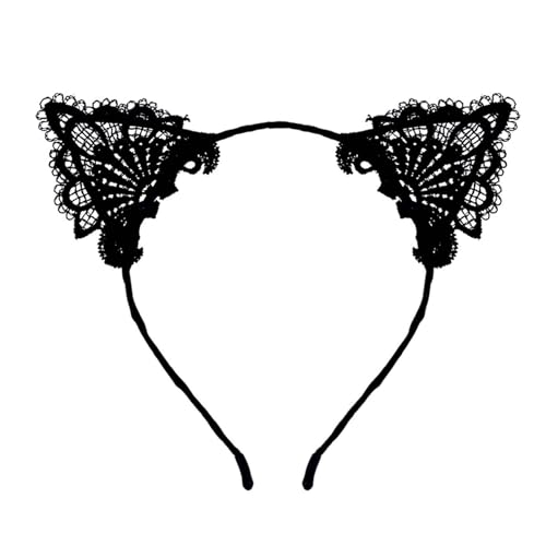 WLLHYF Black Lace Cat Ear Headband 2 Pcs Costume Hair Accessory
