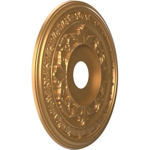 Ekena Millwork 19-in Baltimore Ceiling Medallion - Bright Coat Gold PVC