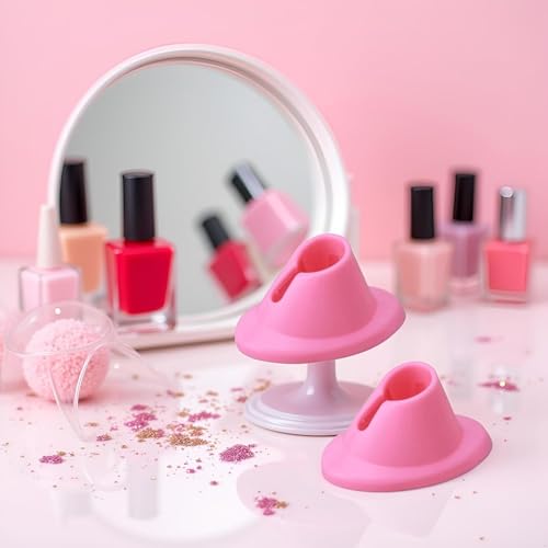 2-Pack Pink Rubber Nail Polish Holders - Anti-Spill Stand