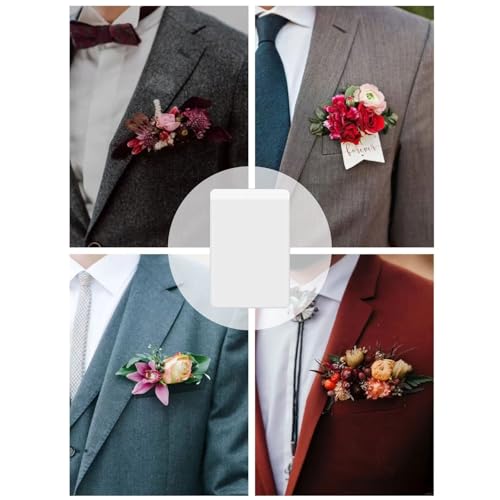 Telyone 6-Pack Square Pocket Boutonniere Sleeves for Suit Jackets - Wedding & Prom, Flowers Not Included