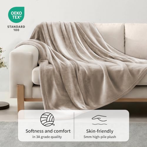Fleece Throw Blanket 50x60 Inches - Lightweight Plush Flannel for Couch & Home