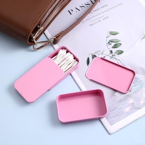2 Pack Portable Dental Floss Holder Refillable Pink Tinplate Case