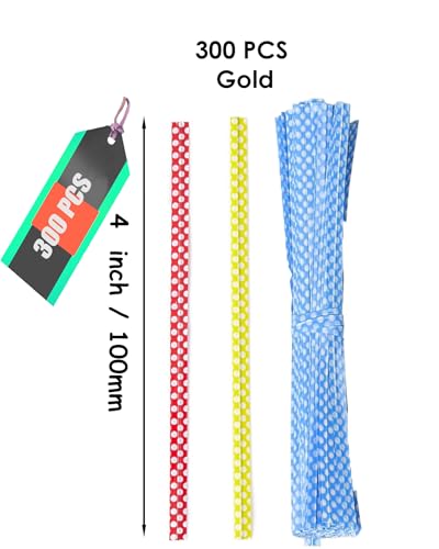 300 PCS 4-Inch Polka Dotted Twist Ties for Food & Crafts