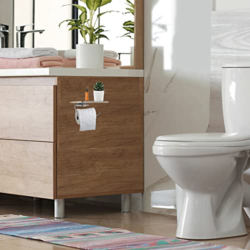 Design House Millbridge Satin Nickel Toilet Paper Holder with Shelf