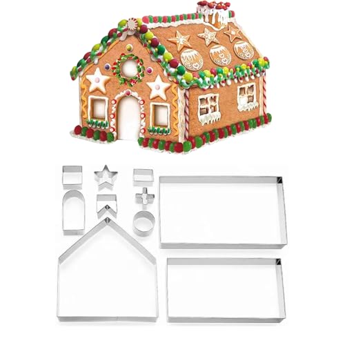 10-Piece Christmas Cookie Cutter Set for 3D Gingerbread Houses