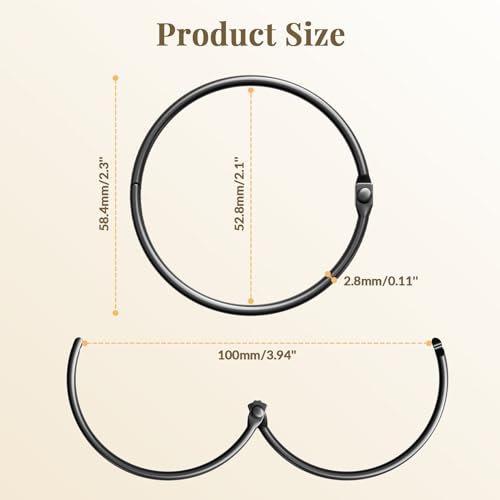 Bathway Black Shower Curtain Rings - Rust-Proof Metal Anti-Drop Hooks
