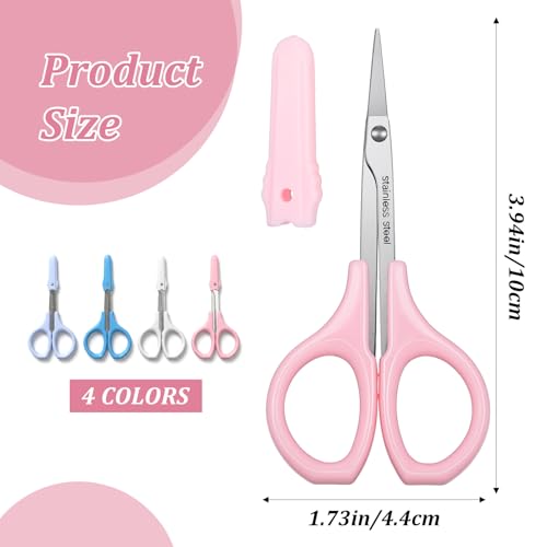 BOHUIZ 4-Piece Stainless Steel Eyebrow Scissors with Protective Caps