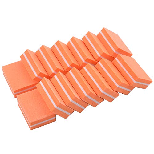 Yimart 20-Pack Double-Sided Mini Nail Buffer Blocks, Orange Sponge Files for Manicure