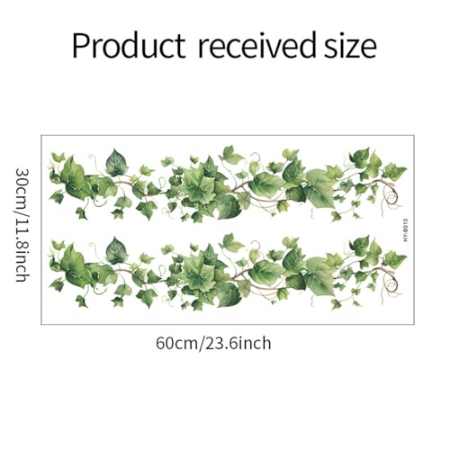 Green Leafy Vine Wall Decals, Peel and Stick Vinyl Plant Wall Stickers