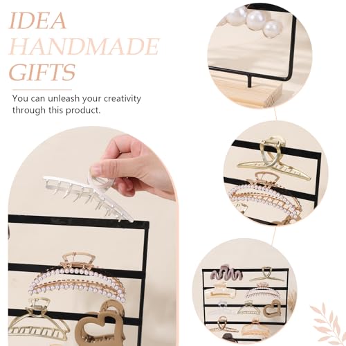 Black 5-Tier Hair Claw Clip Holder with Wooden Base Organizer