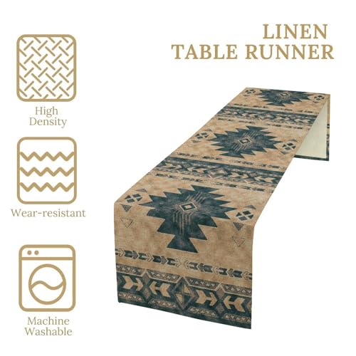 Aztec Geometric Table Runner 13x36 Inch Ethnic Boho Farmhouse Decor - Variation W13xL36