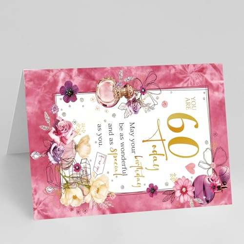 YiKaLus 60th Birthday Card, Luxury Bday Gift for Women - ykk-403