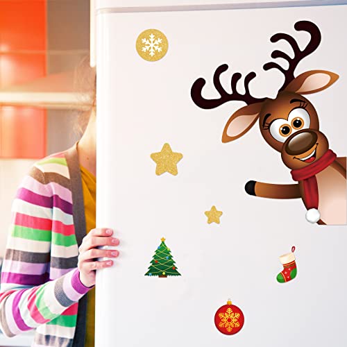 Christmas Refrigerator Magnets - Reindeer Decor, 15 Pieces, Festive Holiday Kitchen Accessories
