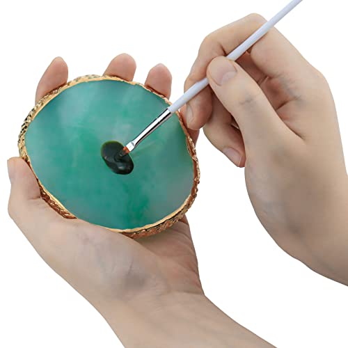 Mygeromon Resin Nail Art Mixing Palette and 15-Piece Brush Set Green