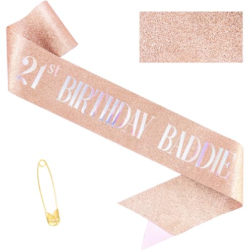 Glitter 21st Birthday Baddie Sash for Women and Men